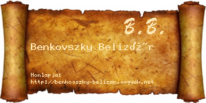 Benkovszky Belizár névjegykártya